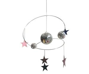 Mini palle da discoteca da appendere, 5,91 pollici con palla da discoteca e stelle riflettenti | Spirale girevole per finestra di riflessione della luce solare, giardino, matrimonio, compleanno