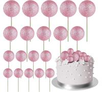 mini palloncini multicolori, Mini decorazione for torta con palloncini, 80 pezzi, palline dorate multicolori su bastoncini, compleanno, matrimonio, festa(Glitter Pink)