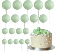 mini palloncini multicolori, Mini decorazione for torta con palloncini, 80 pezzi, palline dorate multicolori su bastoncini, compleanno, matrimonio, festa(Light Green)