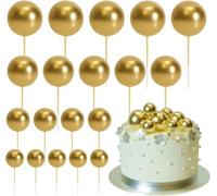mini palloncini multicolori, Mini decorazione for torta con palloncini, 80 pezzi, palline dorate multicolori su bastoncini, compleanno, matrimonio, festa(Gold)
