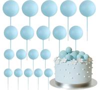 mini palloncini multicolori, Mini decorazione for torta con palloncini, 80 pezzi, palline dorate multicolori su bastoncini, compleanno, matrimonio, festa(Light Blue)