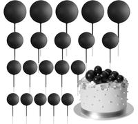 mini palloncini multicolori, Mini palloncini for torte, 80 pezzi, palline dorate multicolori su bastoncini, feste di compleanno, matrimoni(Black)