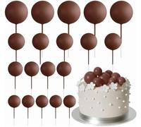 mini palloncini multicolori, Mini palloncini for torte, 80 pezzi, palline dorate multicolori su bastoncini, feste di compleanno, matrimoni(Brown)