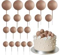 mini palloncini multicolori, Mini palloncini for torte, 80 pezzi, palline dorate multicolori su bastoncini, feste di compleanno, matrimoni(Light Brown)
