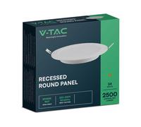V-TAC VT-61024 Mini pannello led 24W pannello montaggio ad incasso rotondo 110lm/w luce bianco naturale 4000K - 7868