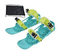 Mini Pattini da Sci Scarpe da Snowboard Regolabili Portatili in Nylon Verde per Sport da Sci all'Aperto Pattini da Neve Invernali Pattini da Sci Corti per Piste da Discesa Parchi