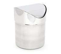 Relaxdays Mini Pattumiera da Tavolo, 1,2 L Volume, Secchio Rotondo in Acciaio Inox con Coperchio Ribaltabile, Argentato, 1.0-1.99 Litri