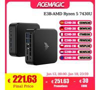 Mini PC ACEMAGIC con AMD Ryzen 5 7430U 16 GB DDR4 512 GB M.2 SSD Mini PC da gioco con USB Type-C Supporta display triplo 4K
