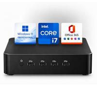 Mini PC Desktop NUOVO Ultra Compatto • Intel Core i7 • 8GB RAM • SSD 256GB • Windows 11 Pro + Office • WiFi + Bluetooth • Ideale per Ufficio, Studio, Smart Working • Garanzia 2 Anni