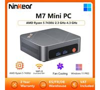 Mini PC Ninkear M7 AMD Ryzen 5 7430U 2,3 GHz-4,3 GHz Windows 11 PRO 16 GB DDR4 RAM 512 GB SSD WIFI 6.0 Ventola di raffreddamento Mini computer 16GB DDR4 + 512GB SSD