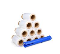 Mini pellicola elastica trasparente - pellicola avvolgente per imballaggio, trasloco - rotolo di pellicola estensibile lungo 150 m larghezza 10 cm (10 pezzo + dispenser)