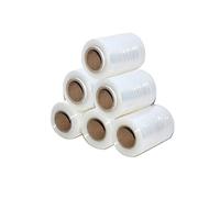 Mini pellicola estensibile per pacchi, 10 cm x 125 m, 0,3 kg, confezione da 9 pezzi, trasparente