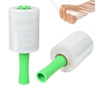 Mini pellicola termoretraibile autoadesiva, trasparente, 300 m x 13 cm, per traslochi, imballaggio, conservazione, 2 rotoli con manici