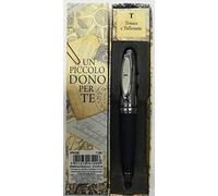 Mini PENNA CLEARCO iniziale lettera"T" metallo mis. cm. 8 - elegante scatola regalo UN PICCOLO DONO per TE con dedica interna
