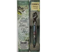 Mini PENNA CLEARCO nome"FEDERICA" metallo decorato mis. cm. 10 - elegante scatola regalo UN PICCOLO DONO per TE con dedica interna
