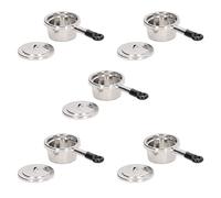 Mini pentola per zuppa modello giocattolo squisito set di utensili da cucina in miniatura realistico per 112 decorazioni per case delle bambole materiale in lega 5 pezzi (Piccola)