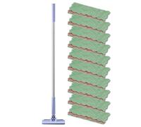 Mini per superfici, testa piatta e flessibile con 10 salviette, mini set di scopa per pavimenti | per bagno camera da soggiorno ufficio finestra