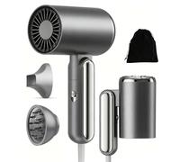 Mini Phon Capelli da Viaggio Potente - 1800W Asciugacapelli Professionale con Diffusore e Concentratori,200 Milioni di Asciugacapelli Ionico, Manico Pieghevole, 3 Tempe, Fono Capelli Ionico portatile