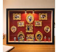 Mini Photo Frames Gold, Diy Mini Museum Silhouette Box, Museum Of Us Frame With LED Light - 11 Pieces Miniature Tabletop Picture Frames With 8 Figurines