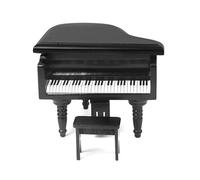 Mini pianoforte giocattolo per casa delle bambole, modello simulativo in miniatura in legno mini pianoforte a coda verticale 1:12 con sgabello, accessori per mobili per casa delle bambole, nero