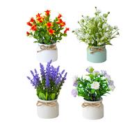 Mini Piante da Fiori Artificiali in Vaso Set di 4 Piccole Piante Finte per Decor
