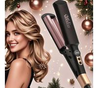 Mini piastra a barre doppie per ondulare i capelli, strumento di arricciatura compatto per viaggi, piastra in ceramica da 0,4", doppia tensione, 5 impostazioni di temperatura ABS