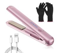 Mini piastra lisciante senza fili, mini piastra da viaggio, per capelli corti, ricci e lunghi, batteria 3200 mAh, riscaldamento rapido 20 secondi, rosa
