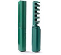 Mini piastra per capelli ricaricabile 2023, 2 in 1, anti-scottatura, spazzola e arricciacapelli, multifunzionale agli ioni negativi (verde)