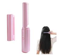Mini Piastra Per Capelli Ricaricabile, Pettine Per Lo Styling Della Piastra, Spazzola Per Capelli Regolabile A 3 Temperature Ricaricabile Via Usb, Per Arricciare E Raddrizzare (Pink)