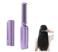 Mini Piastra Per Capelli Ricaricabile, Pettine Per Lo Styling Della Piastra, Spazzola Per Capelli Regolabile A 3 Temperature Ricaricabile Via Usb, Per Arricciare E Raddrizzare (Purple)