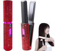 Mini Piastra per Capelli Senza Fili 2 in 1, Portatile, Wireless, Non Dannosa per i Capelli (Rosso)