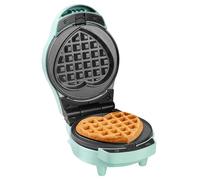 Mini Piastra per Waffle 12,5 cm - Piastre Rotonde e a Cuore - Rivestimento Antiaderente - Manico Cool Touch - Spie Luminose - Macchina per Mini Waffle di Bruxelles - Blu - AMW500MD