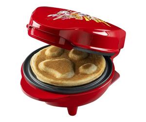 Mini piastra per waffle in design esclusivo Paw Patrol, per feste di compleanno per bambini, Pasqua e Natale, con semaforo, dimensioni cialde Ø 10 cm, prodotto con licenza ufficiale, colore: Rosso