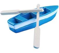 Mini piccola barca in legno, stile spiaggia, kit di ornamenti in miniatura per fai da te, decorazione per casa delle bambole in miniatura, barca con remi, modello canoa