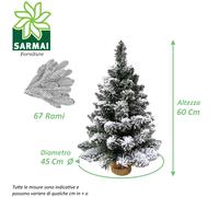 mini piccolo Albero di Natale con neve pinetto TIMMY INNEVATO PVC base yuta