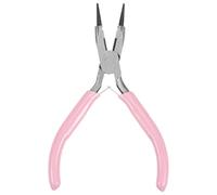 Mini pinze a becchi tondi da 11,4 cm con ganascia affusolata di precisione, con manico in plastica rosa, per fai da te, creazione di gioielli
