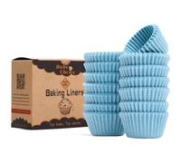 Mini Pirottini per Muffin Carta,400 Pezzi,Antiaderenti,Pirottini per Muffin Carta in Pergamena,Blu,Diamètre du fond 3,5 cm