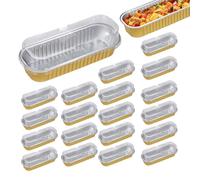 Mini pirottini per torte - Mini in foglio di alluminio, 20 pezzi, 200 ml, rettangolari da 200 ml, antiaderenti, mini da forno per brownies, torte, pane, dolci, Desse