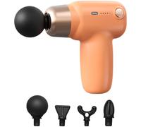 Mini pistola massaggiante portatile, a percussioni muscolari, per rilassamento di tutto il corpo, mini massaggiatore da viaggio arancione con 4 indicatori di velocità per fitness e sport
