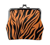 Mini pochette in ecopelle con stampa a righe tigre arancione con lucchetto a bacio per viaggi, shopping e uscite quotidiane