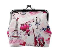 Mini pochette in ecopelle con stampa della Torre Eiffel di Parigi, con chiusura a bacio, per viaggi, shopping e gite quotidiane