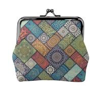 Mini pochette in ecopelle con stampa geometrica con blocco a bacio, per viaggi, shopping e gite quotidiane