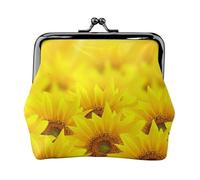 Mini pochette in ecopelle con stampa girasole giallo con chiusura a bacio, per viaggi, shopping e gite quotidiane