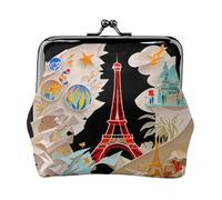 Mini pochette in ecopelle con stampa Torre Eiffel Parigi, chiusura a bacio, per viaggi, shopping e gite quotidiane