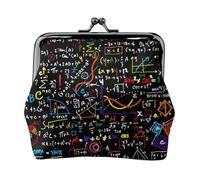 Mini pochette in finta pelle stampata con formula matematica, con lucchetto a bacio, per viaggi, shopping e gite quotidiane
