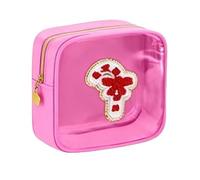 Mini pochette natalizie con cerniera, mini trousse natalizie, trousse trasparente impermeabile per il trucco natalizio, piccola quadrata in nylon da viaggio per le vacanze (I)