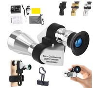 Mini Pocket Binoculars (1000x20): Pocket-Large + Smartphone Clip, High Powered Compact Pocket Binoculars with Easy Focus, for Hiking Bird Watching Concerts Sports Event (Silver,Basic+Clip)