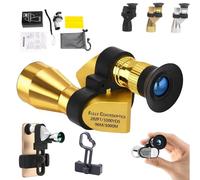 Mini Pocket Binoculars (1000x20): Pocket-Large + Smartphone Clip, High Powered Compact Pocket Binoculars with Easy Focus, for Hiking Bird Watching Concerts Sports Event (Gold,Basic+Clip)