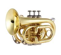 Mini Pocket Trumpet Bb Flat Brass Wind Strumento with Mouthpiece Gloves Cleaning Cloth Carrying Case Maiju