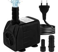 Mini pompa dell'acqua (600 L/H, 10 W), per acquario ultra silenziosa con sollevamento, per fontane, con cavo di alimentazione da 1,5 m, 2 ugelli, per statue, idroponica